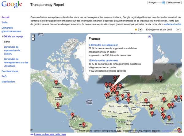 Google Transparency Report 2011
