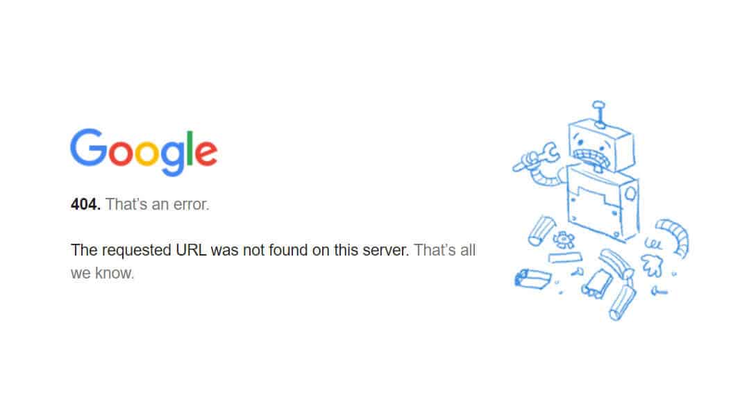 Erreur 404 Google