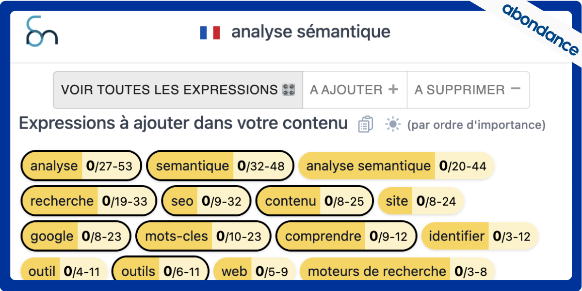 SERPmantics-mots-rares x Abondance