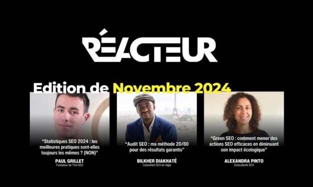 Reacteur.com : Statistiques SEO 2024 et Méthode 20/80 – L’édition de Novembre 2024