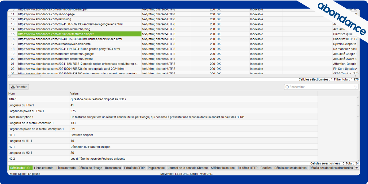 Analyse des balises HTML Screaming Frog