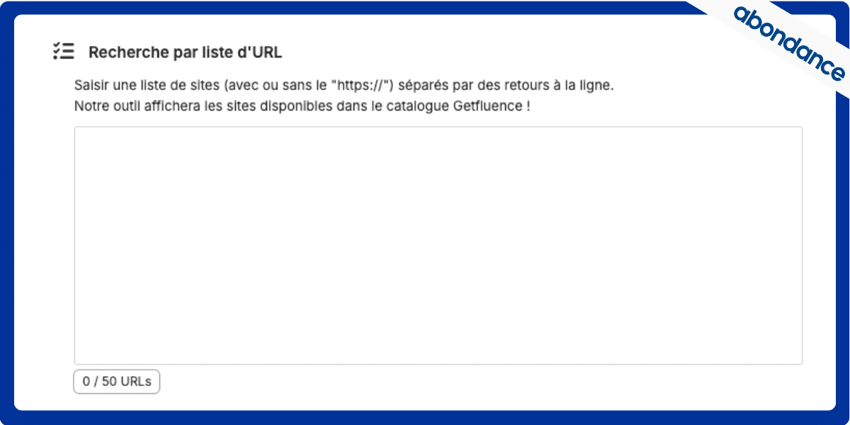 Outil avancé - recherche par liste d'URL