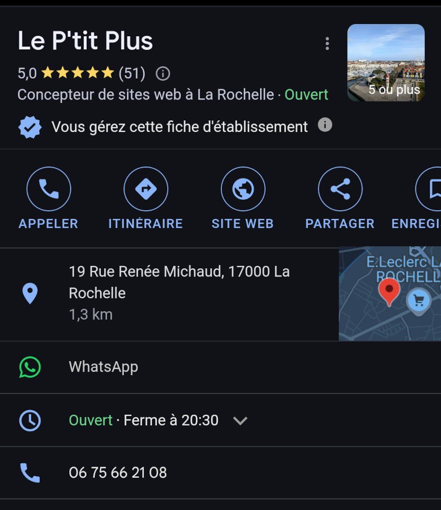 fiche google my business avec whatsapp